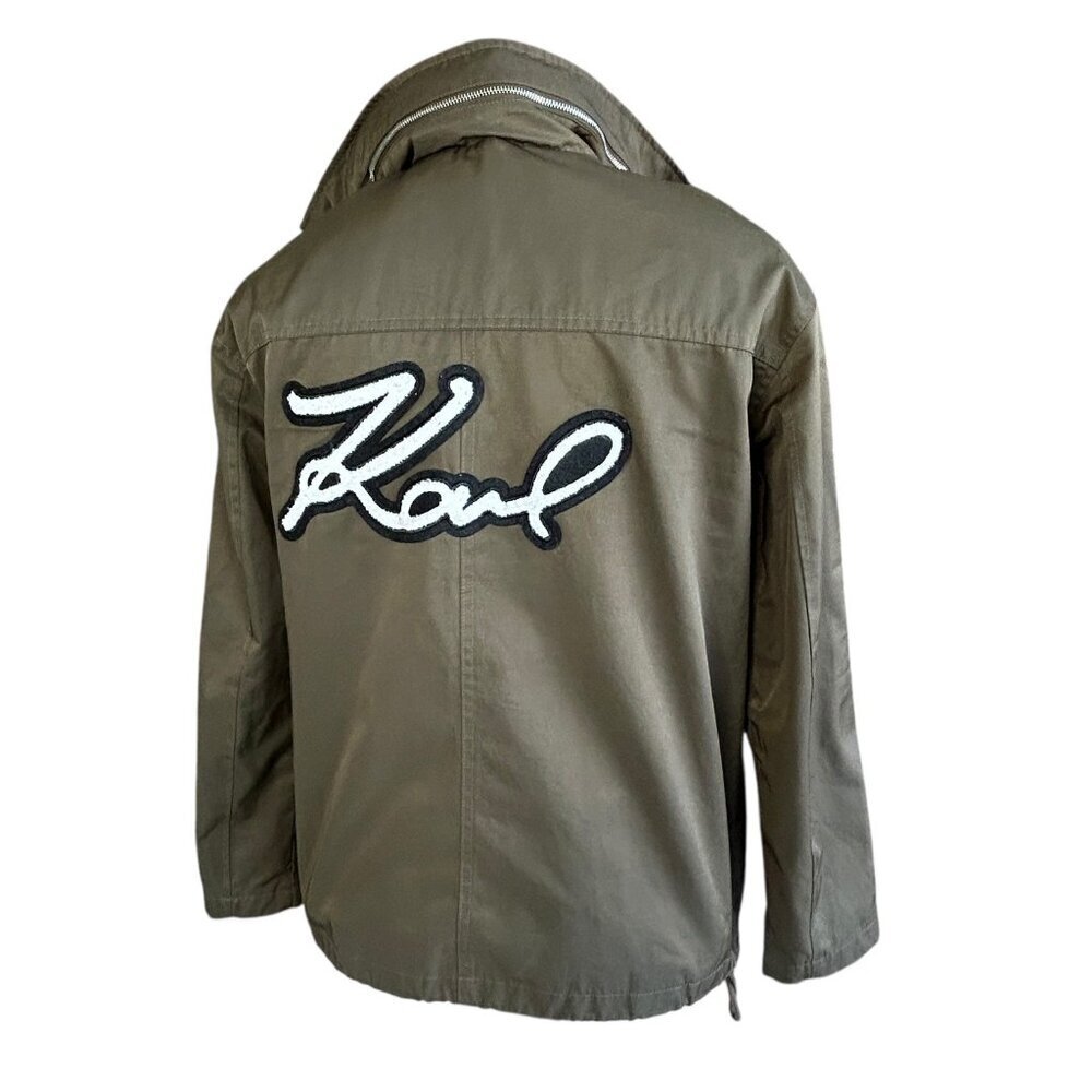 Karl Lagerfeld Paris Utility Jacket Brown Enclosed Hood Gorpcore Size Small